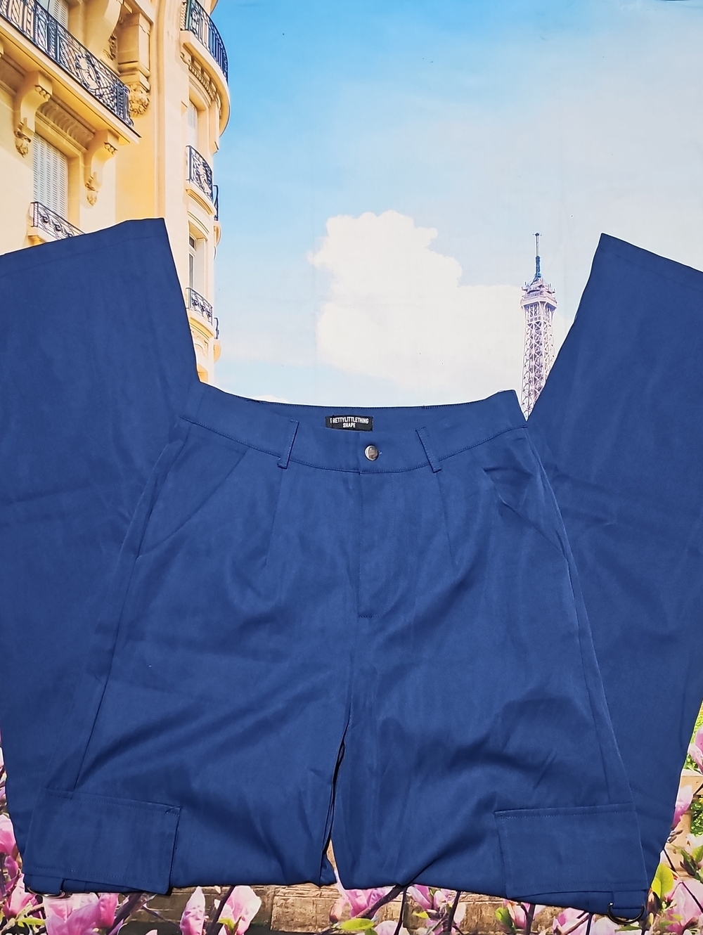 PrettyLittleThing Blue Wide Leg Cargo Trousers Pants Size 4 Tall New